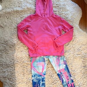 Pink Hoodie and Justice Blue Graphic Leggings